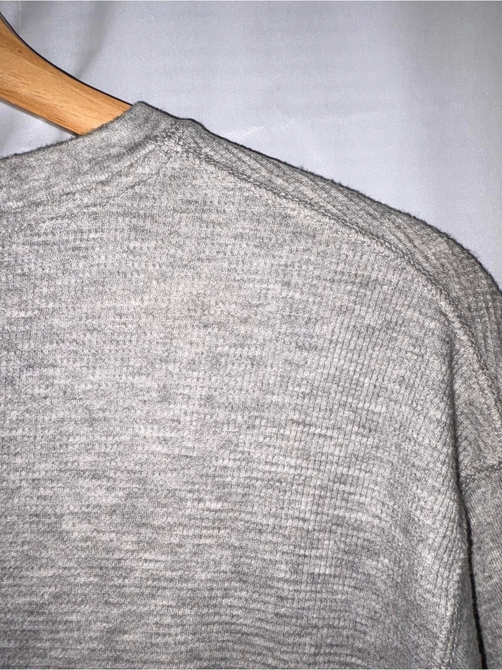 Polo Ralph Lauren Mens Large Gray Waffle Knit Thermal Henley Shirt Long Sleeve